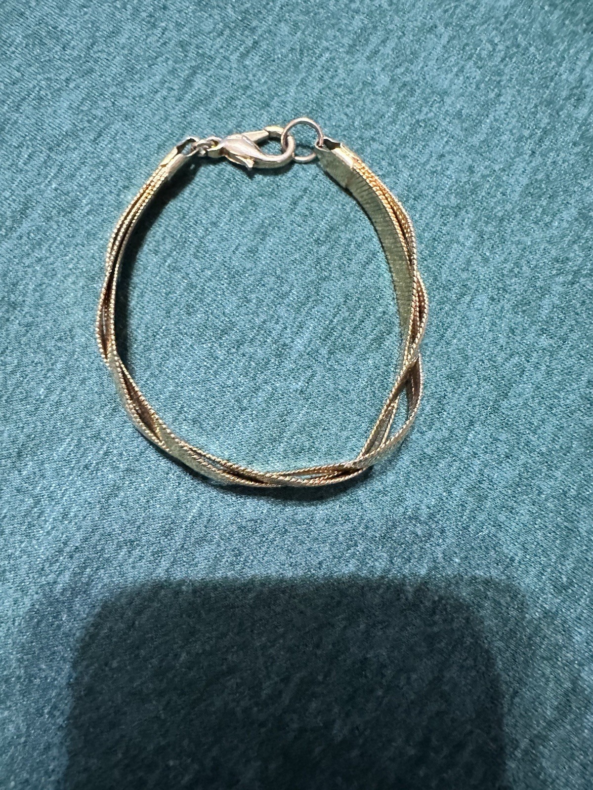 Gold Tone Herringbone Chain Style Bracelet with Lobster Clasp, No Stone
