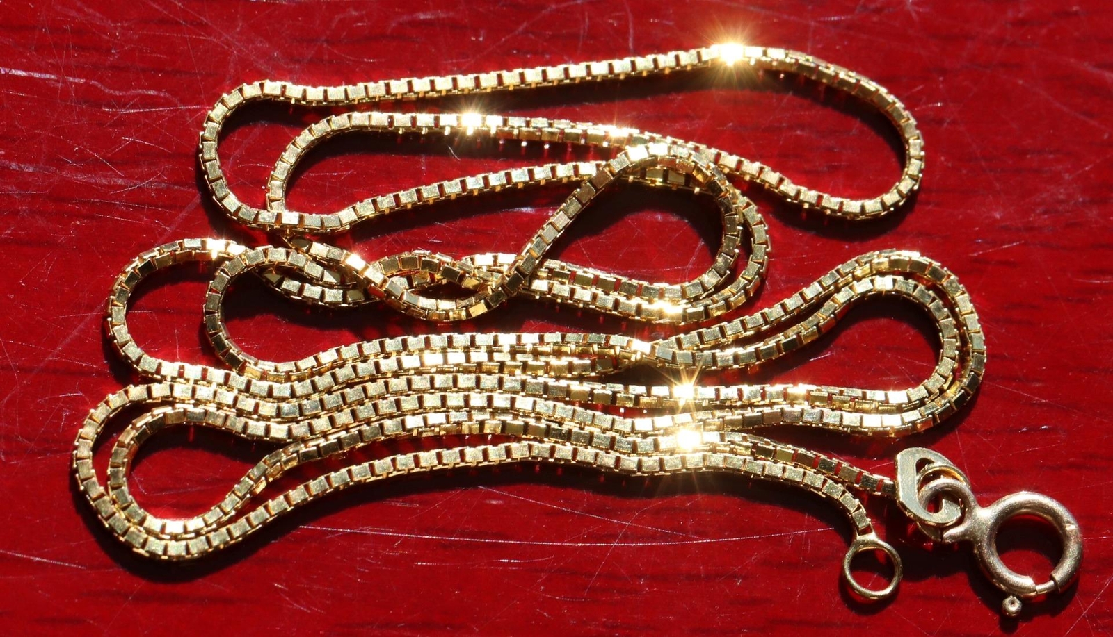 14k yellow gold necklace 18.0″ box link chain vintage handmade 2.6gr N2801