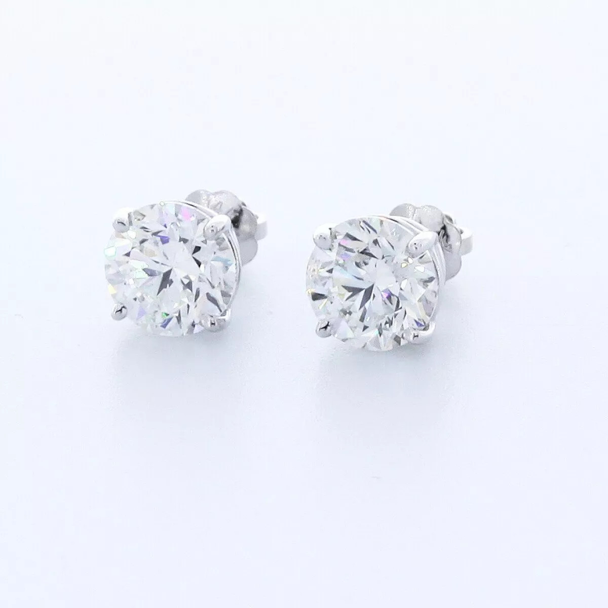 Stud Earrings Solid 14K Yellow Gold Classic 3.25 CT Round Natural Diamond H SI2