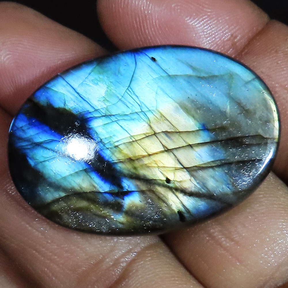 Natural Labradorite Oval Cabochon Healing Gemstone 74.95 Ct 27x41x6 mm mg_390