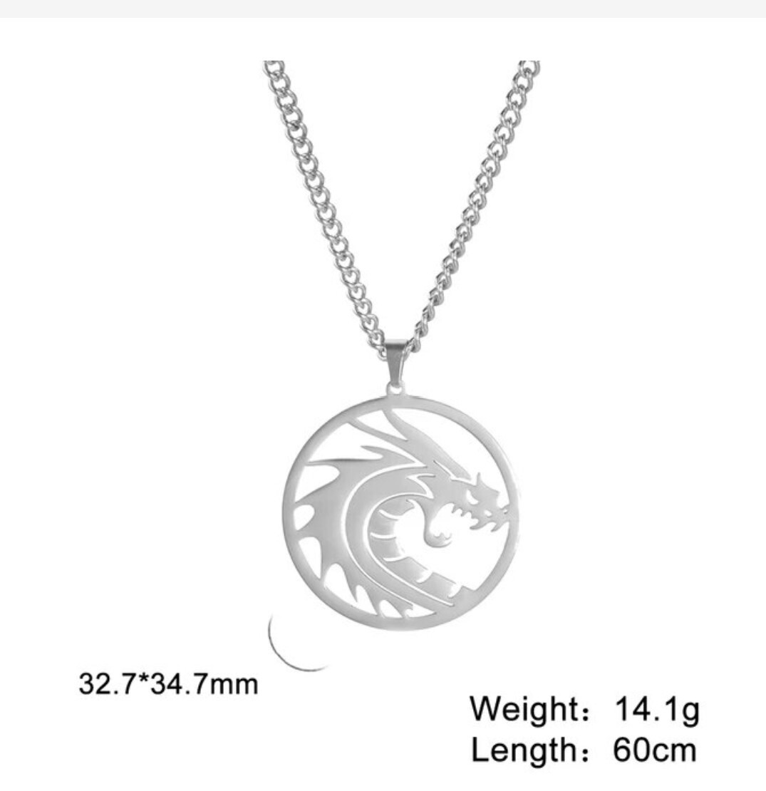 Stainless Steel Dragon pendant with 60 cm chain