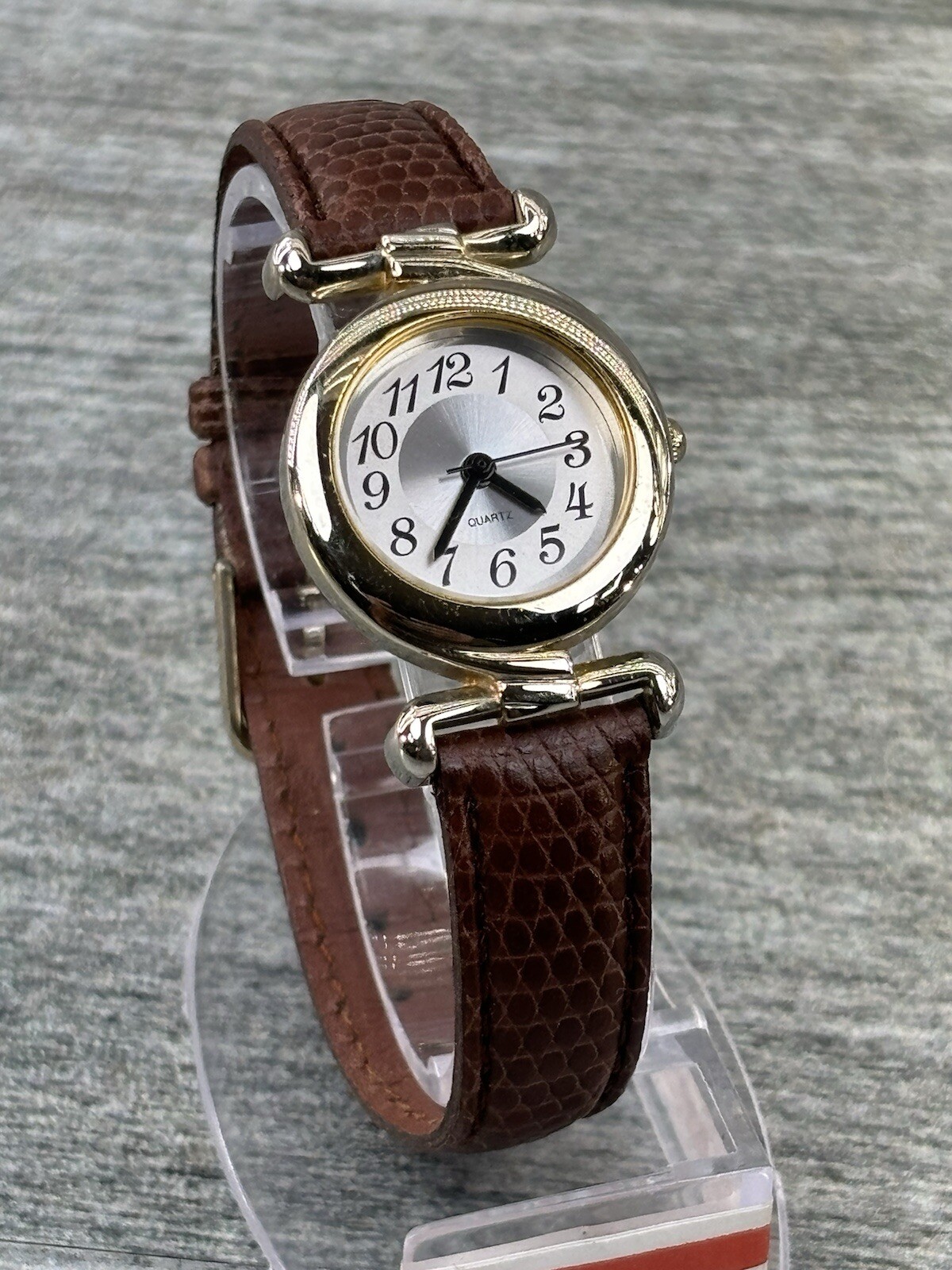 Mitoya Quartz V377 Wristwatch 3930QS Gold Silver Brown Leather Works Japan Fada