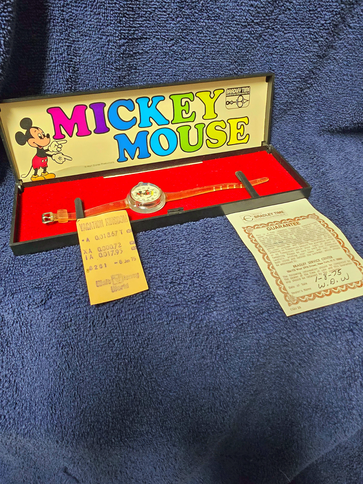 Vintage Bradley MINT Still in Box Mickey Mouse Clear Lucite “BUBBLE” RUNNING!