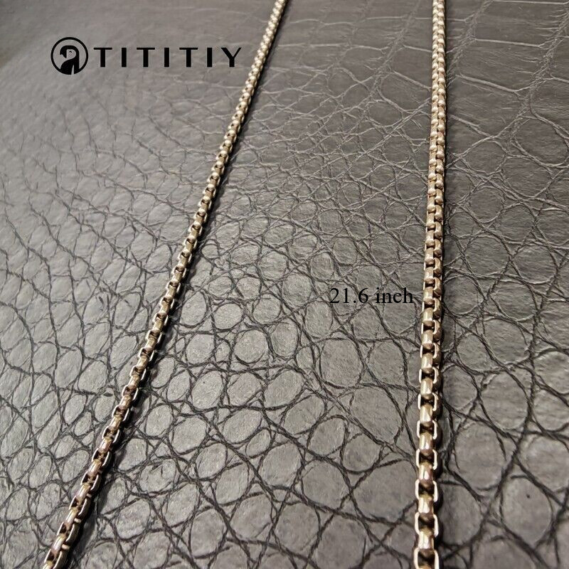 Pure Titanium Necklace wide 3mm Square Box Chain Anti Allergic Classics 21.6inch