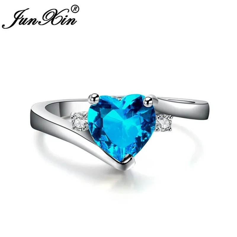 Elegant Heart Silver Filled Women Wedding Ring Birthstone Ring Sz 6-11