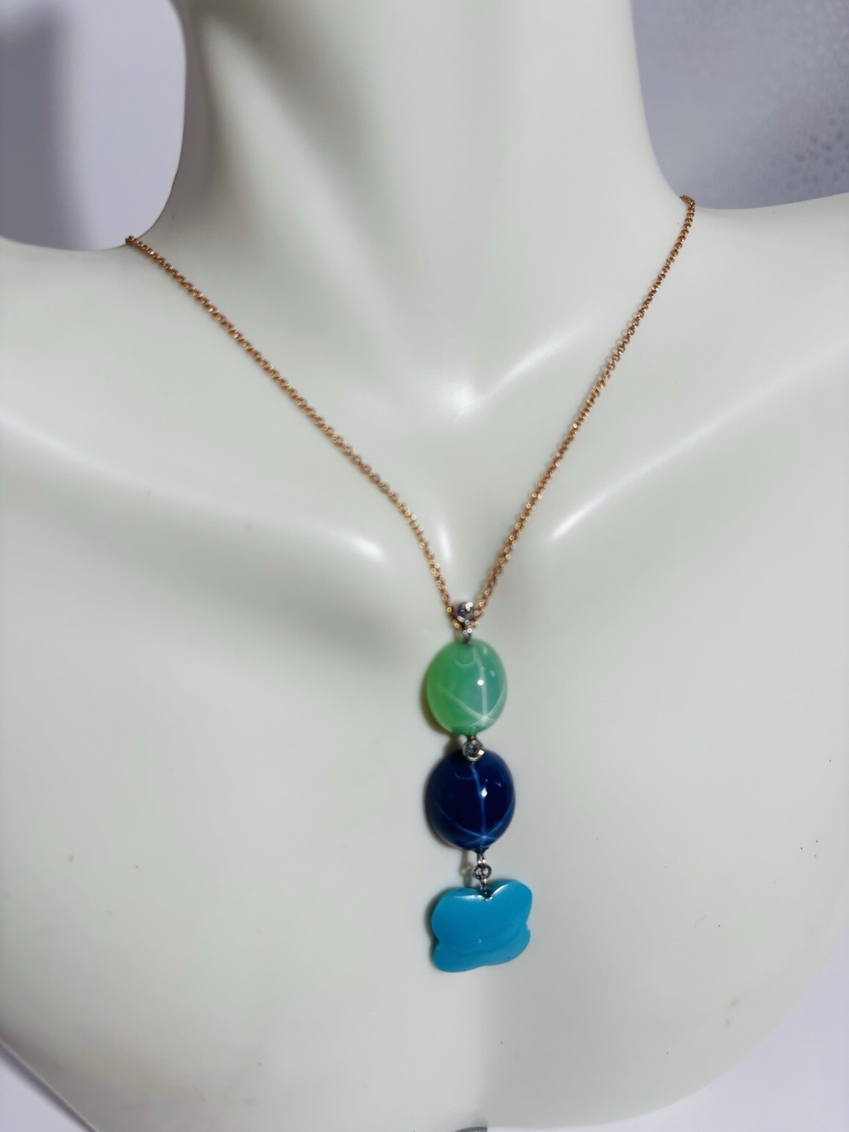 diamond necklace fine jewelry14k rose gold chain jade, sapphire star torque