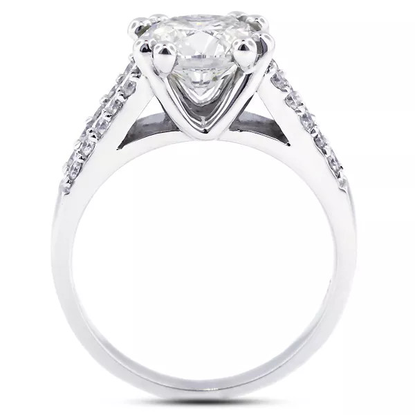 Side Stone Engagement Ring Solid 14K Gold 2.53 CT Round Lab-Grown Diamond J SI2