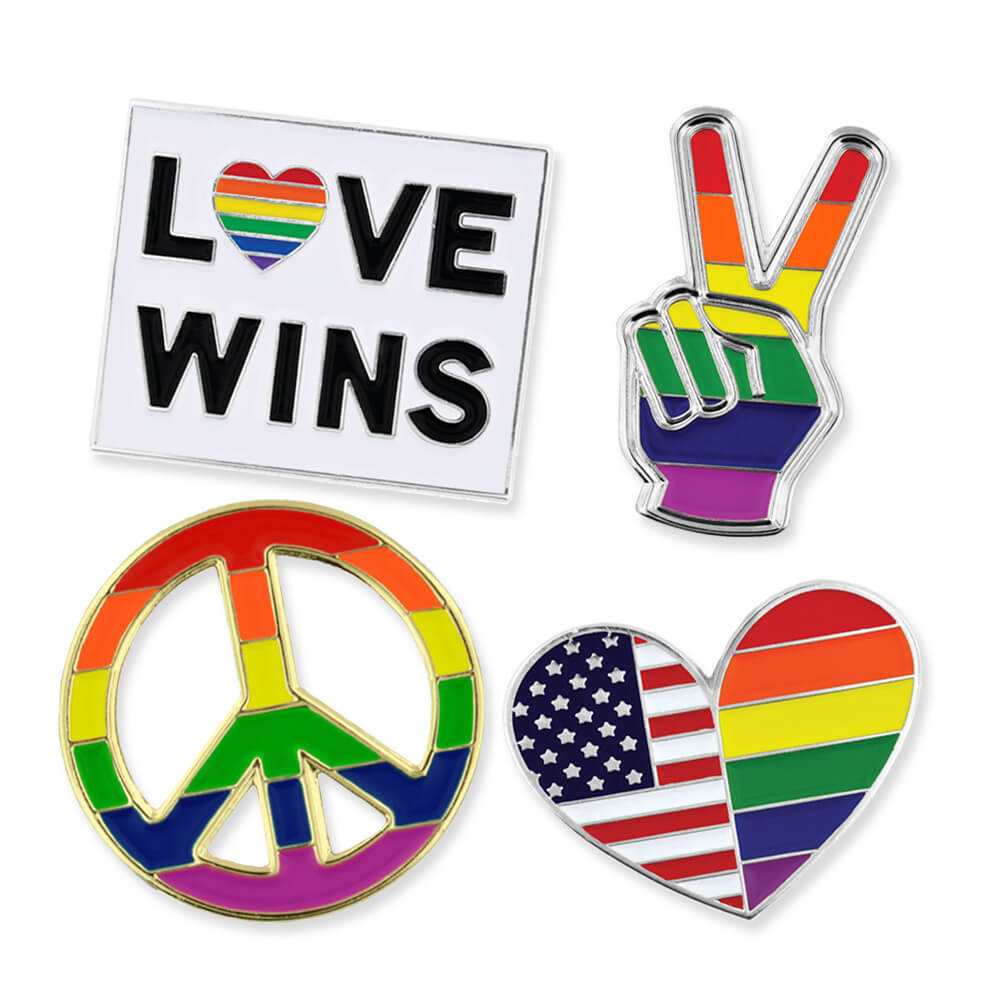 PinMart’s Gay Pride Rainbow Flag Love Wins LGBT Enamel Lapel Pin Set