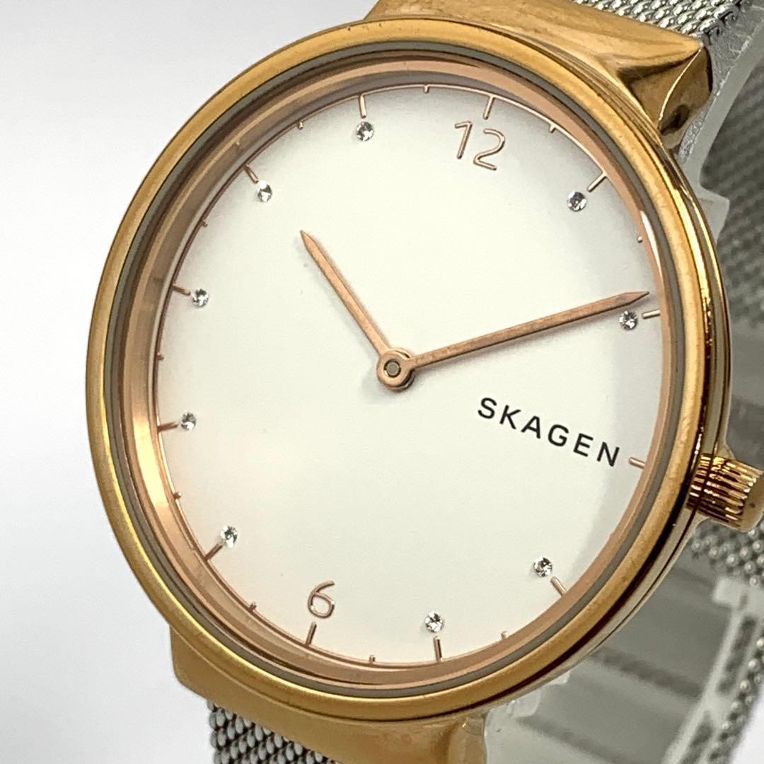 Skagen SKW2616 Quartz Womens Watch White Dial Gold Case New Battery Working