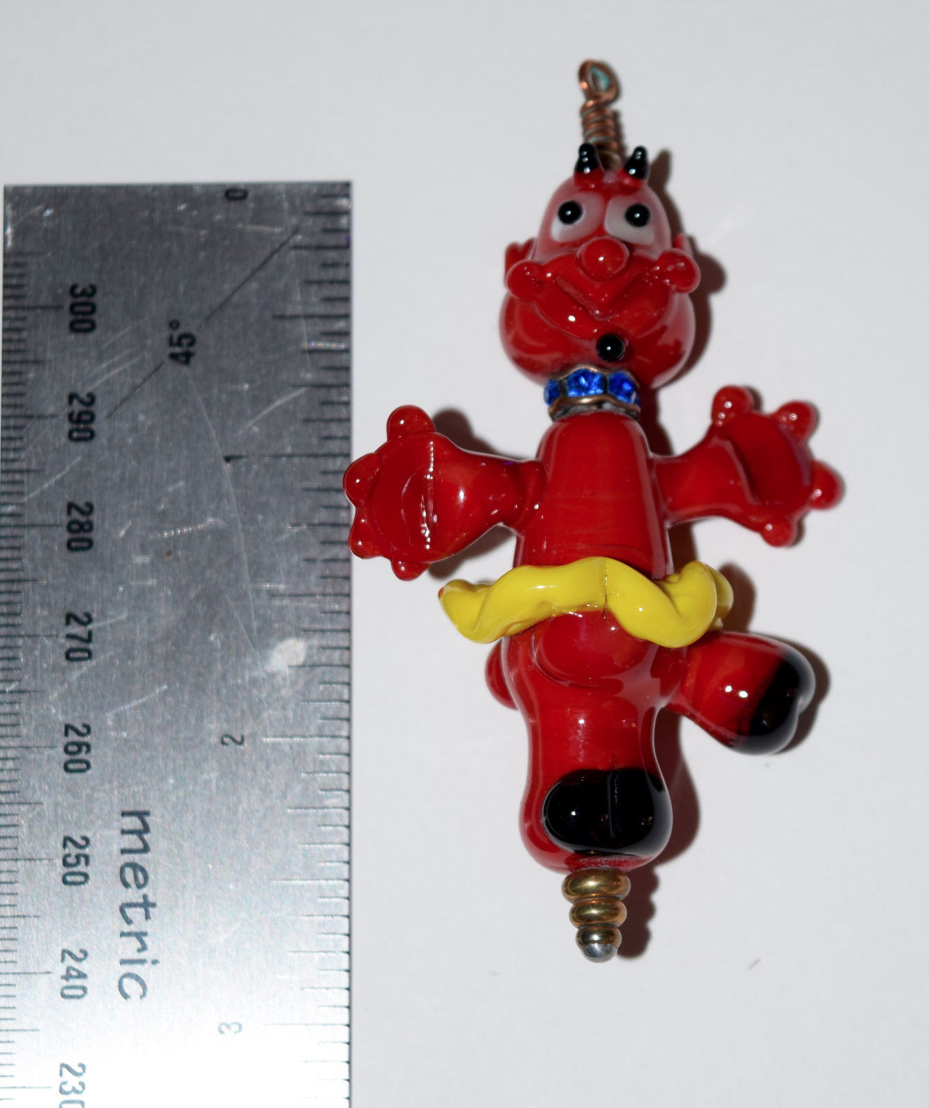 Handmade Glass Lampwork Bead DANCING DEVIL approx 2 1/2 inches tall