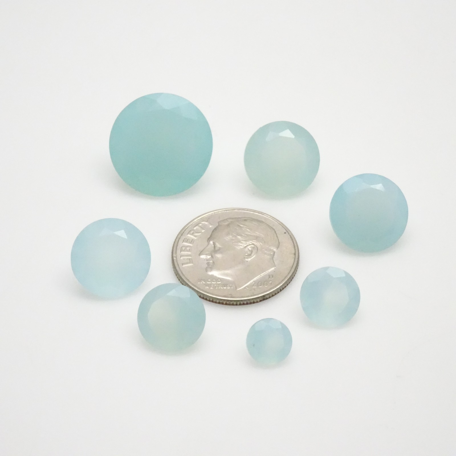 25.0CTW Mixed Parcel Blue Chalcedony – Round Mixed MM Chalcedony Gemstones