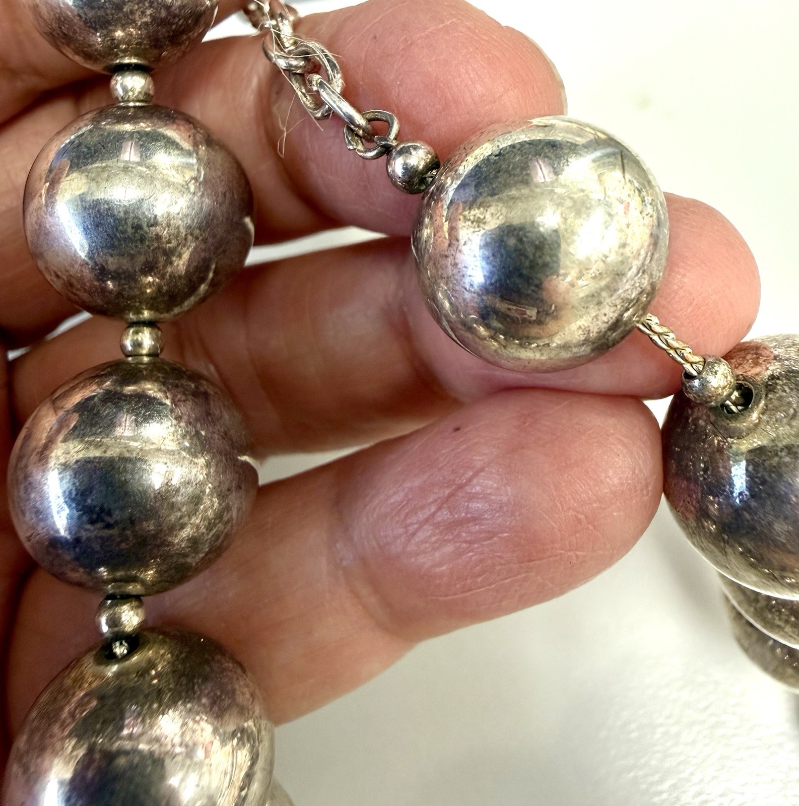 VTG.Premier Designs Sterling Silver Graduated Bead Necklace 54.46g Southwestern