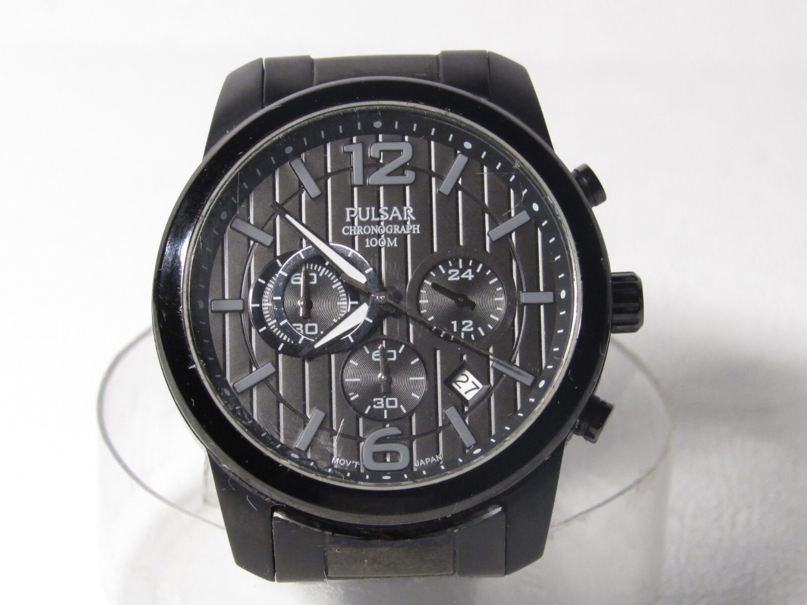 Pulsar VD53-X079 Mens Chronograph Analog Watch All Black Tone Date 44 mm