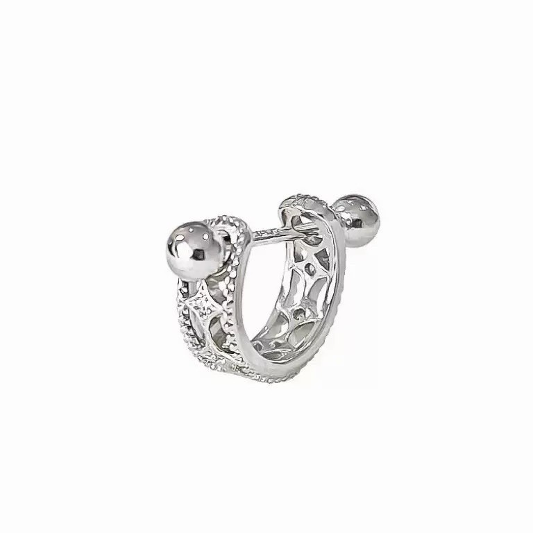 925 Silver Cartilage Stud Earrings Helix Barbell Ear Piercing Vintage Hoop 436