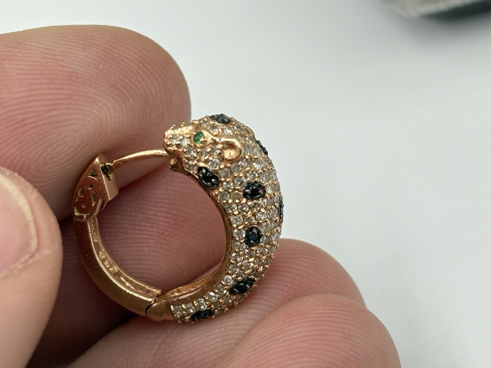 EFFY 14k Rose Gold Diamond Panther Hoop Earrings