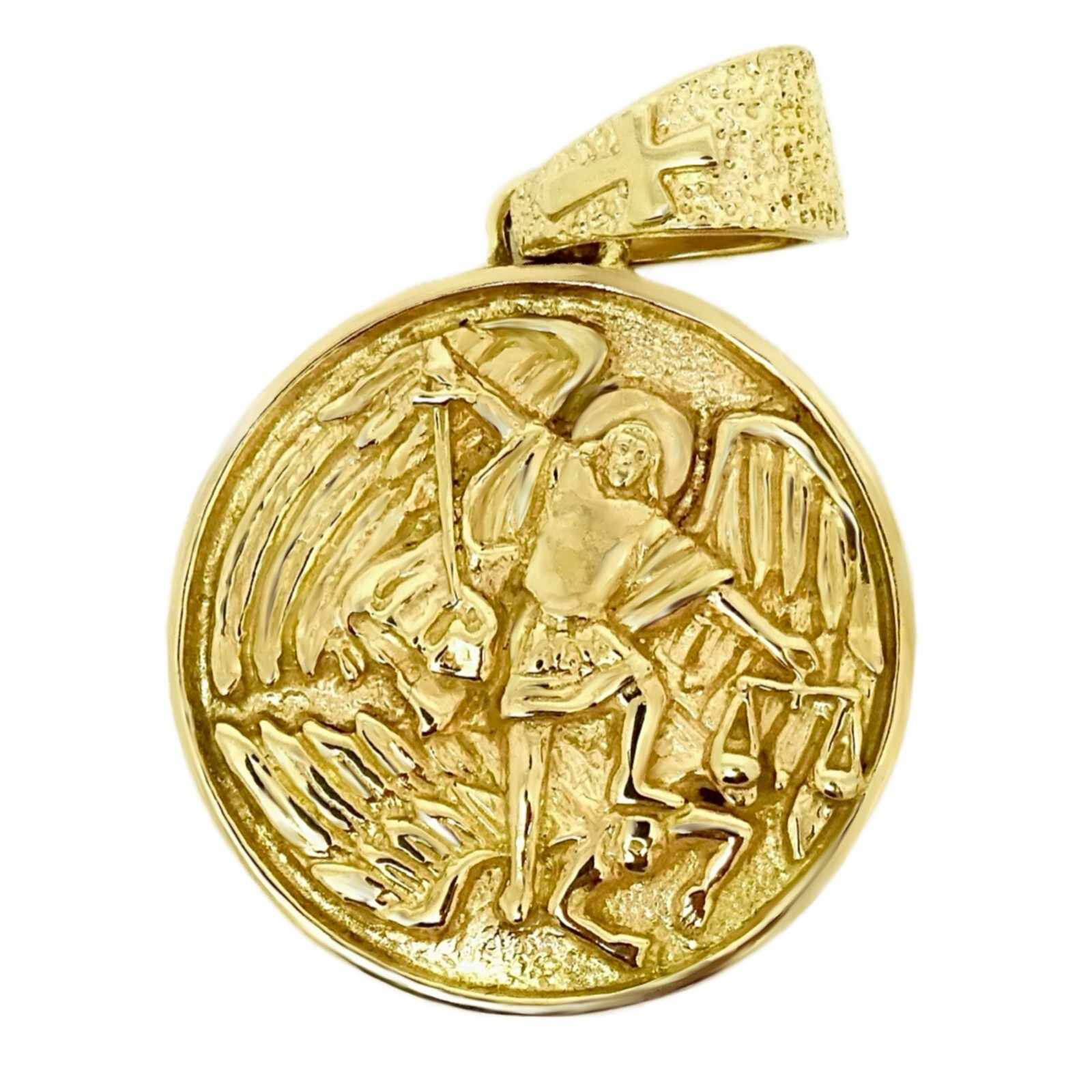 14K 10K Pure Gold St Michael Archangel Pendant Christian Catholic Men’s Women’s