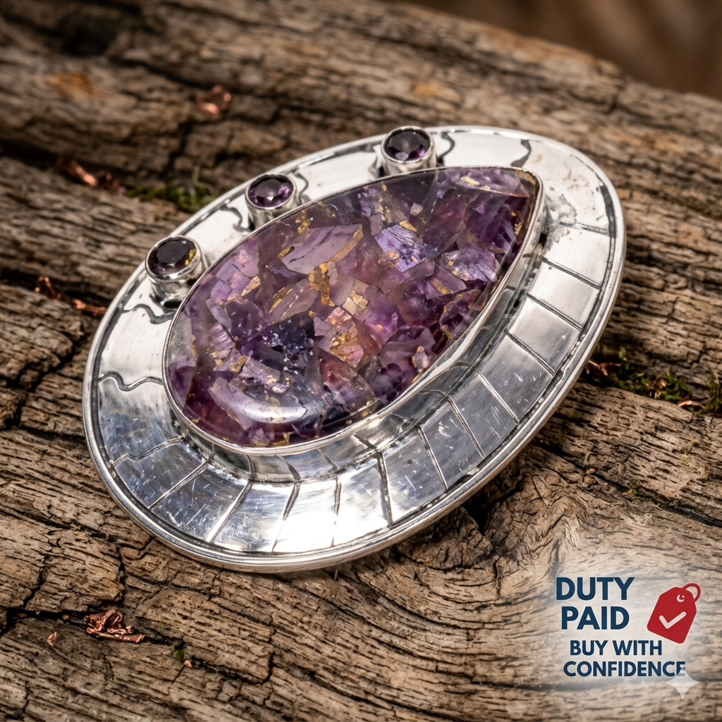 Pear Genuine Spiny Amethyst Wedding Wife Birthday Pendant 925 Sterling Silver