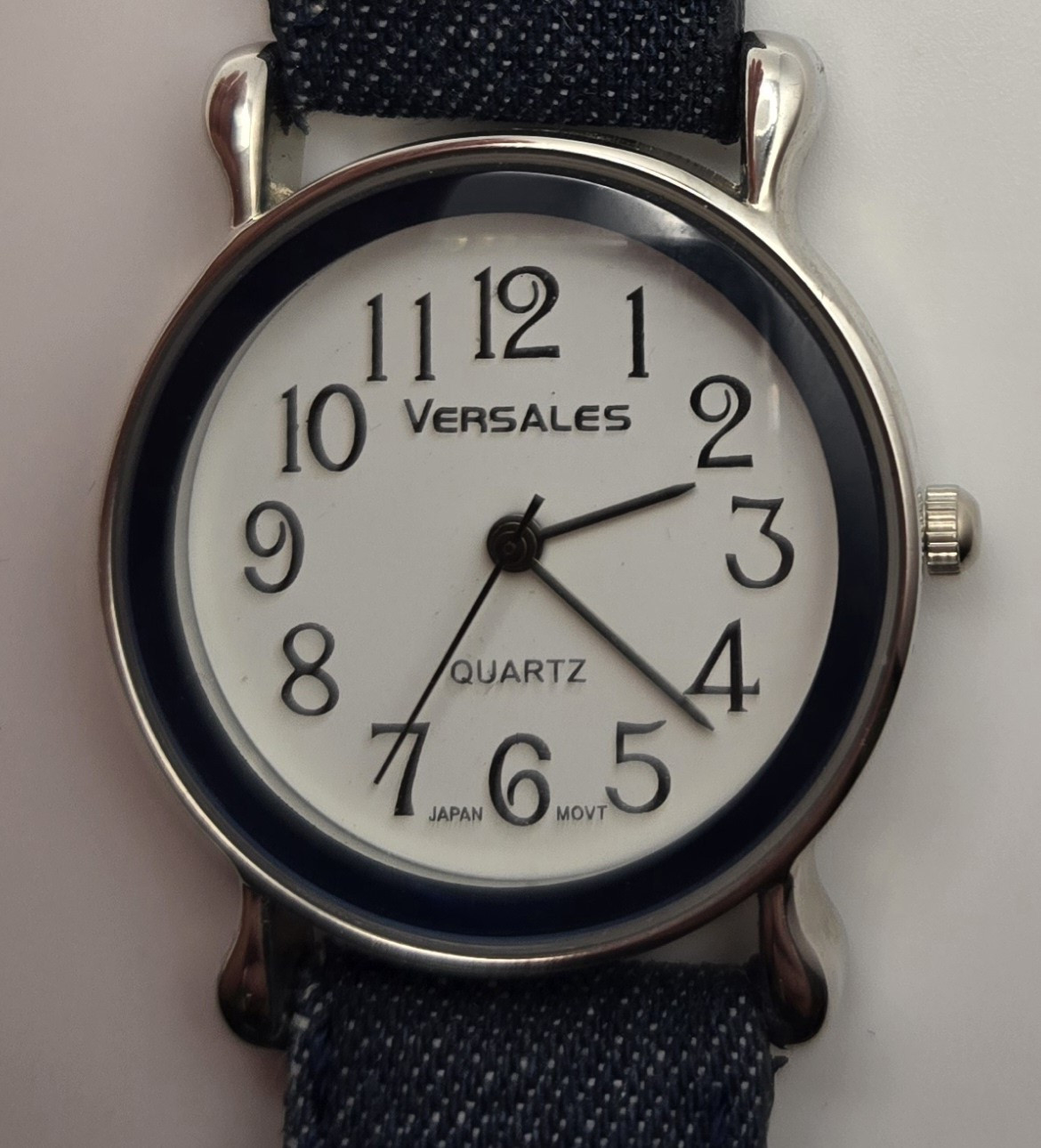 Varsales Women’s Silver Tone Quartz Watch w/Blue Denim Leather Band *WORKS*👖