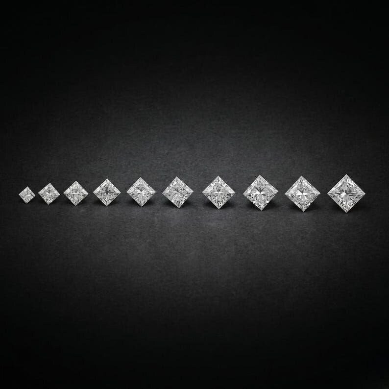 2 CT Princess Cut Loose Lab Grown Diamond Premium Quality D Color VVS1 Clarity