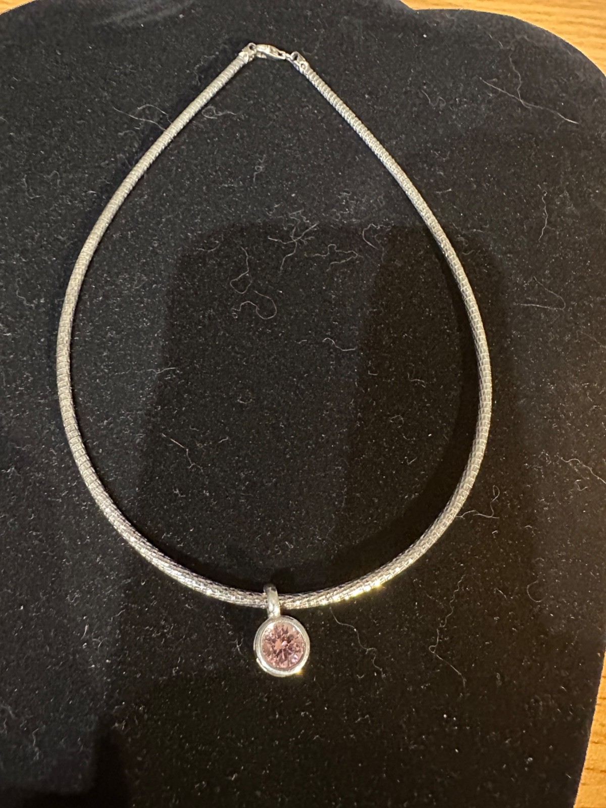 Milor 925 Silver Necklace with Pink Gem