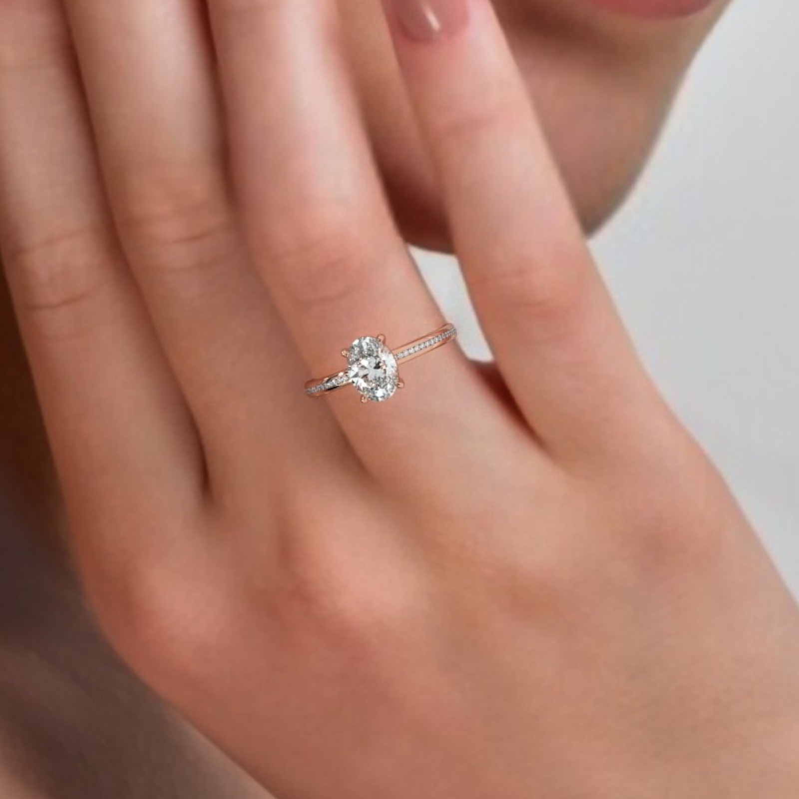 Oval Cut 2.75 Ct IGI Certified Lab Created Diamond Engagement Ring 14k Rose Gold