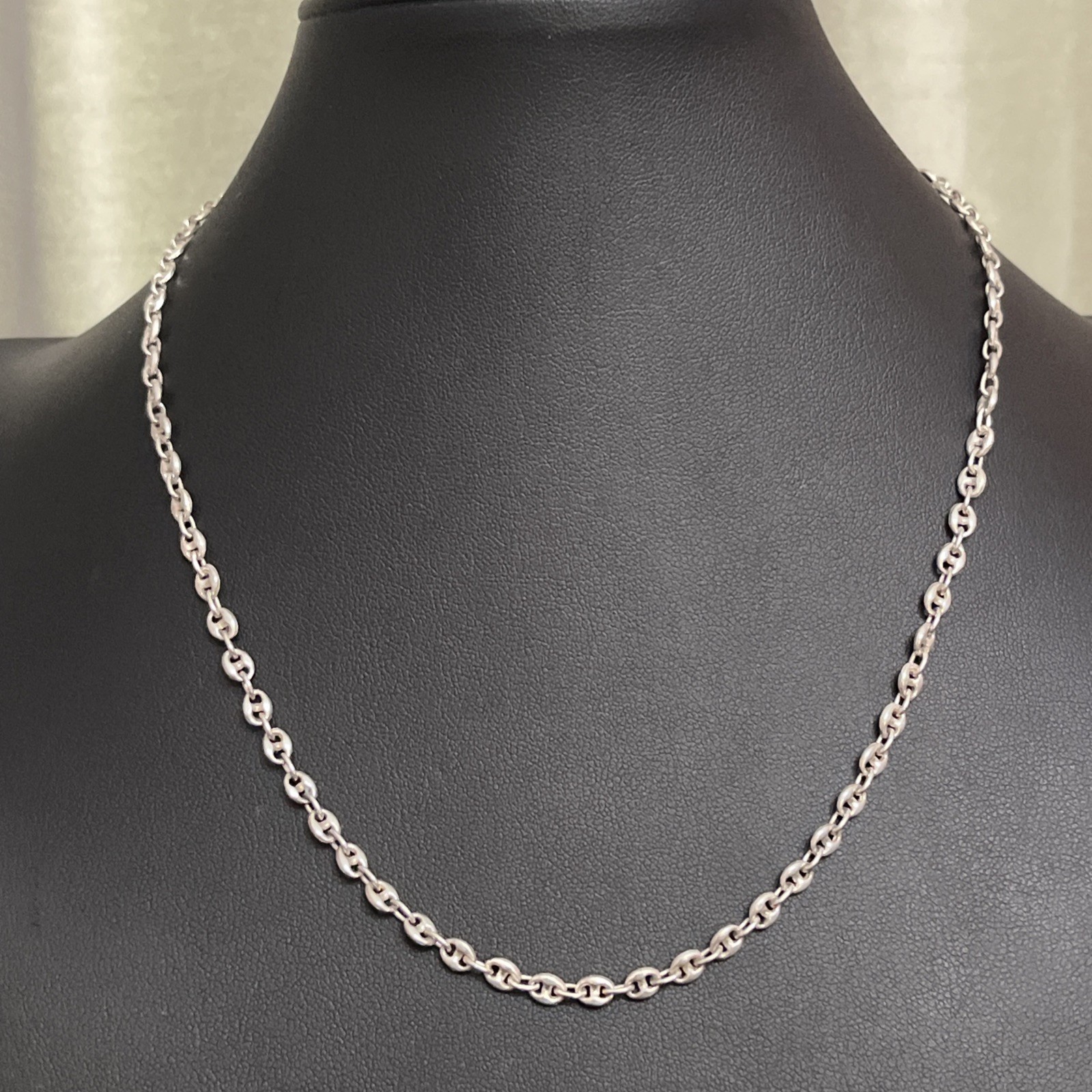 Vintage Italy Sterling Silver 925 Puffy Gucci Link Chain Necklace 18” Long 3.8mm