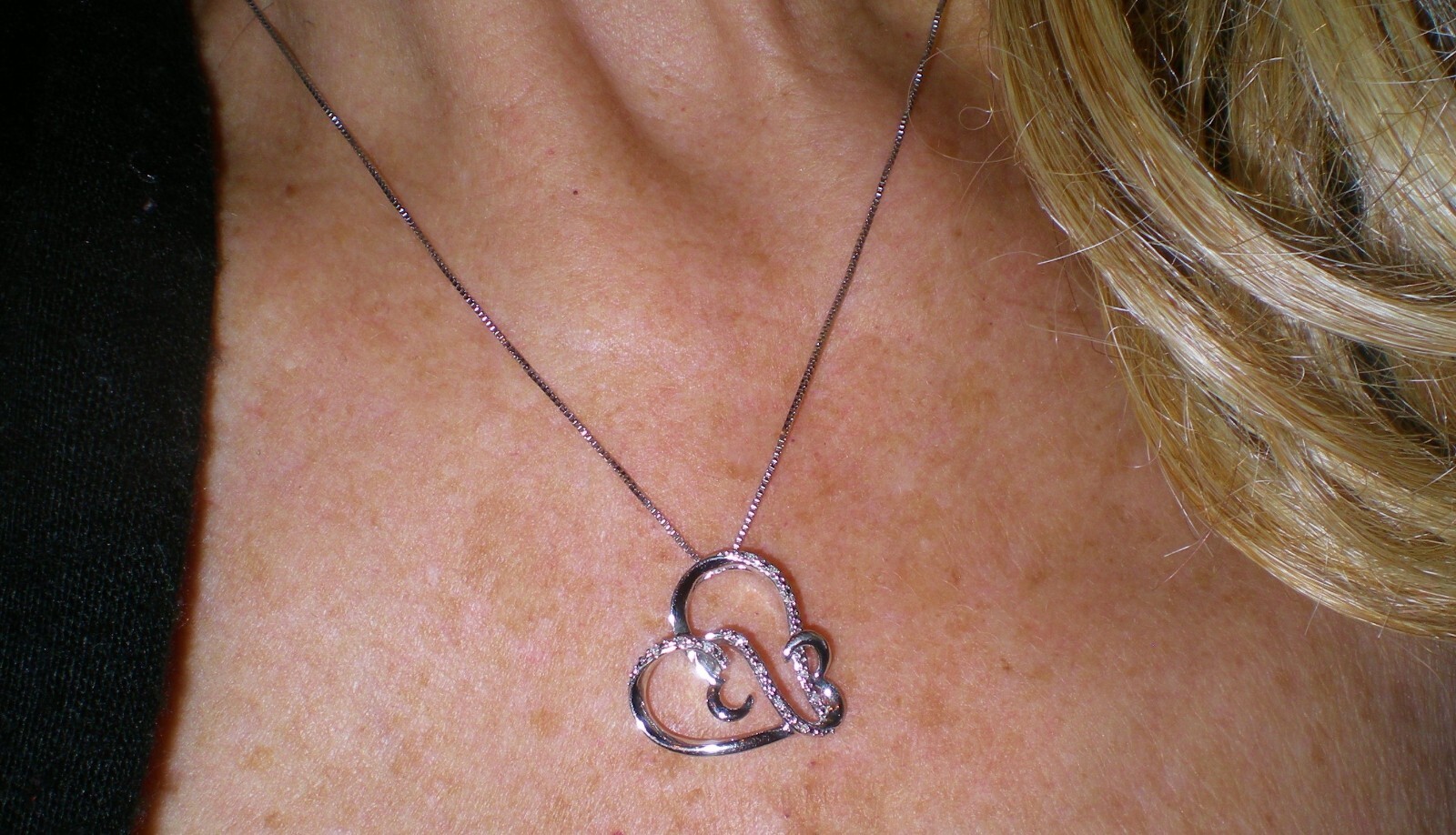 Jane Seymour Open Hearts SS Heart-Shape Diamond Accent Necklace 💎 KAY Jewelers