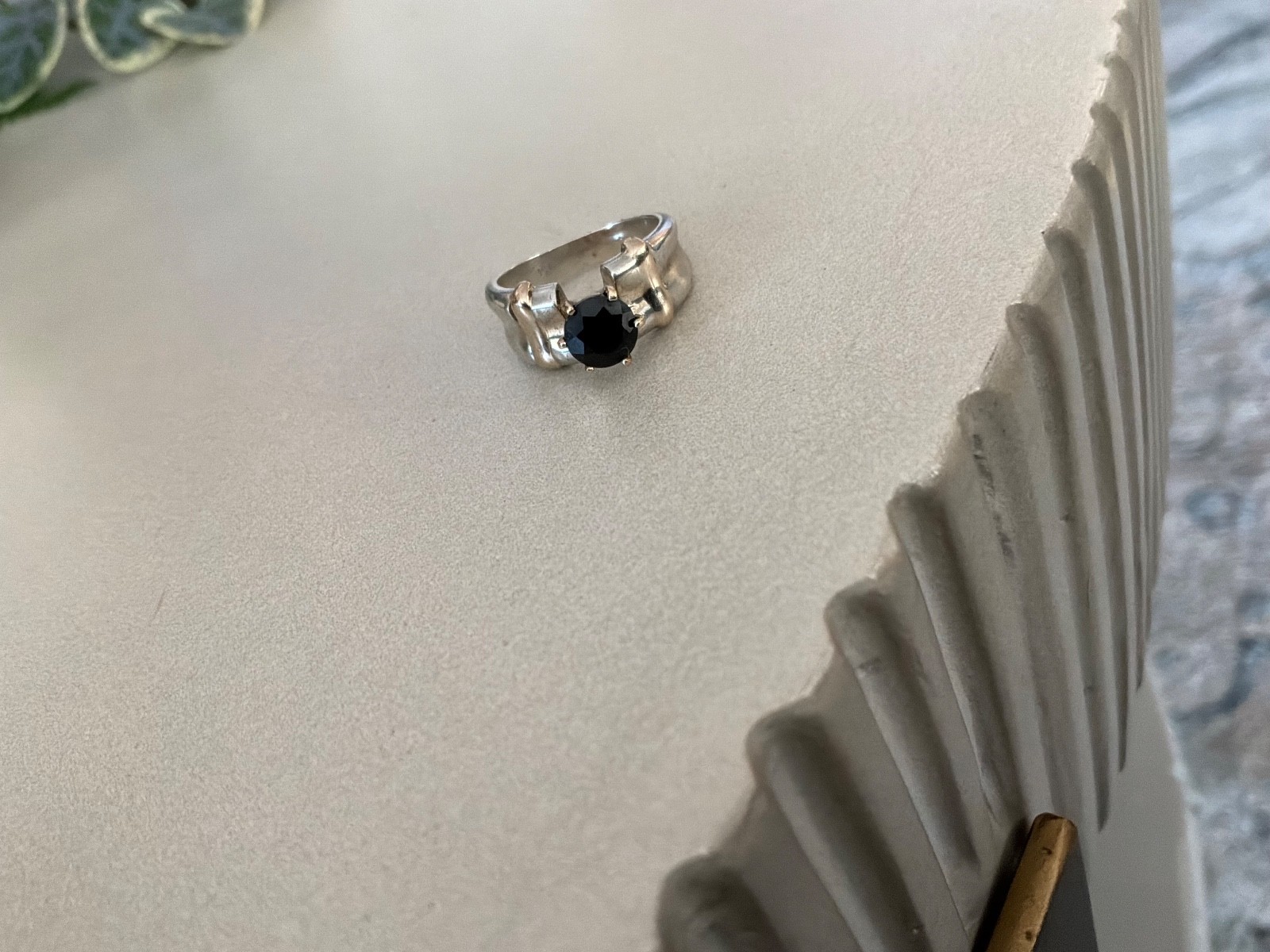 Vintage Purple Spinel Sterling Silver & 14k Yellow Gold Band Ring 1970’s