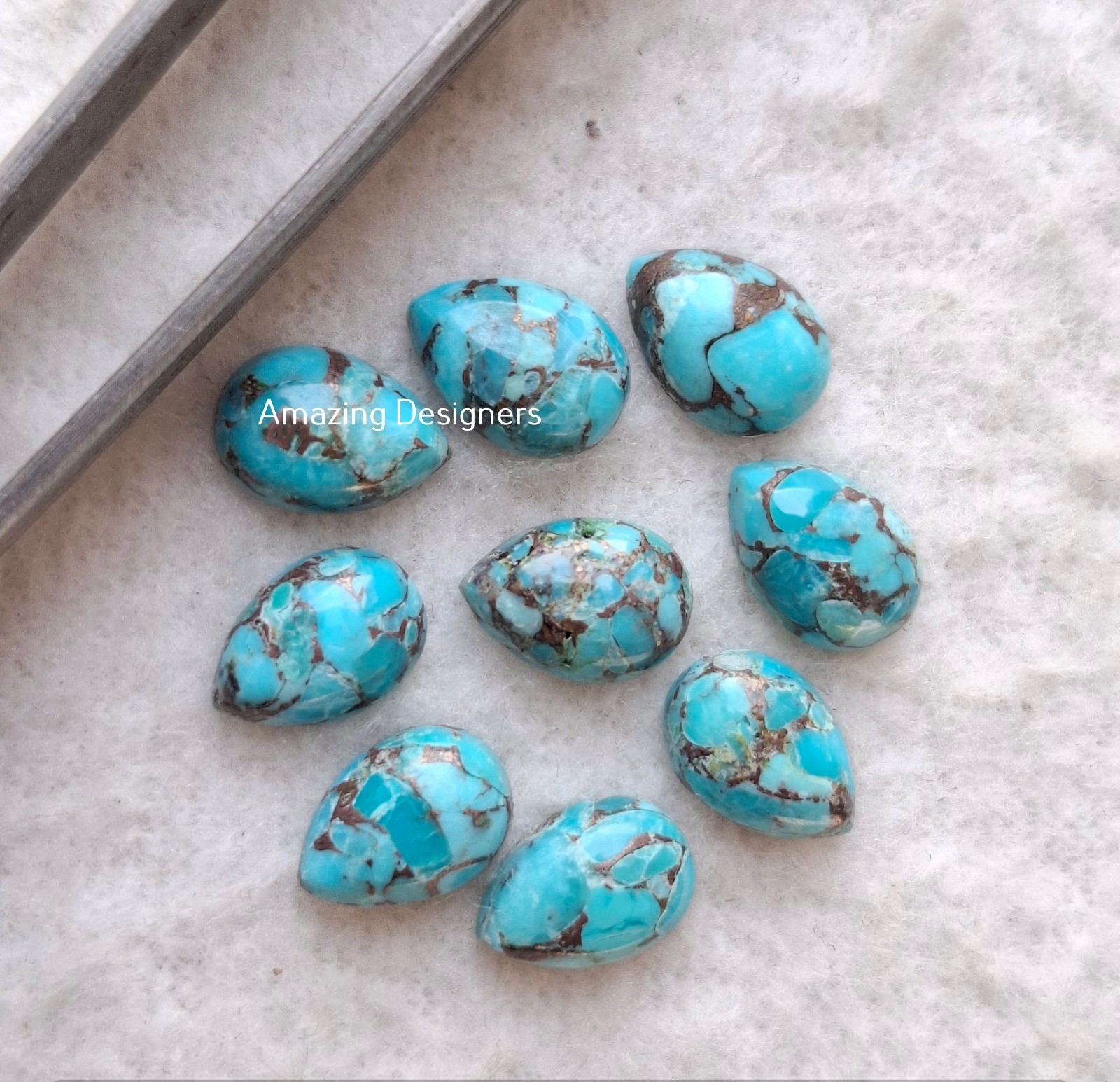 Natural Blue Copper Turquoise Pear Cabochon 5x7mm to 20x25mm Loose Gemstone