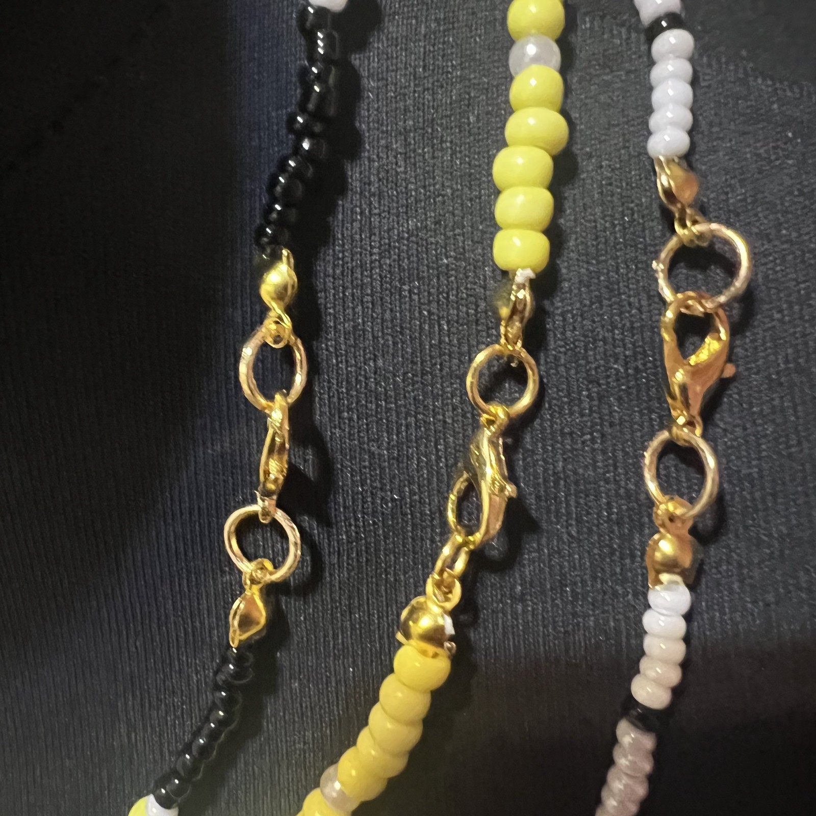 Handmade beaded layering necklace choker multi strand seed bead faux pearl boho