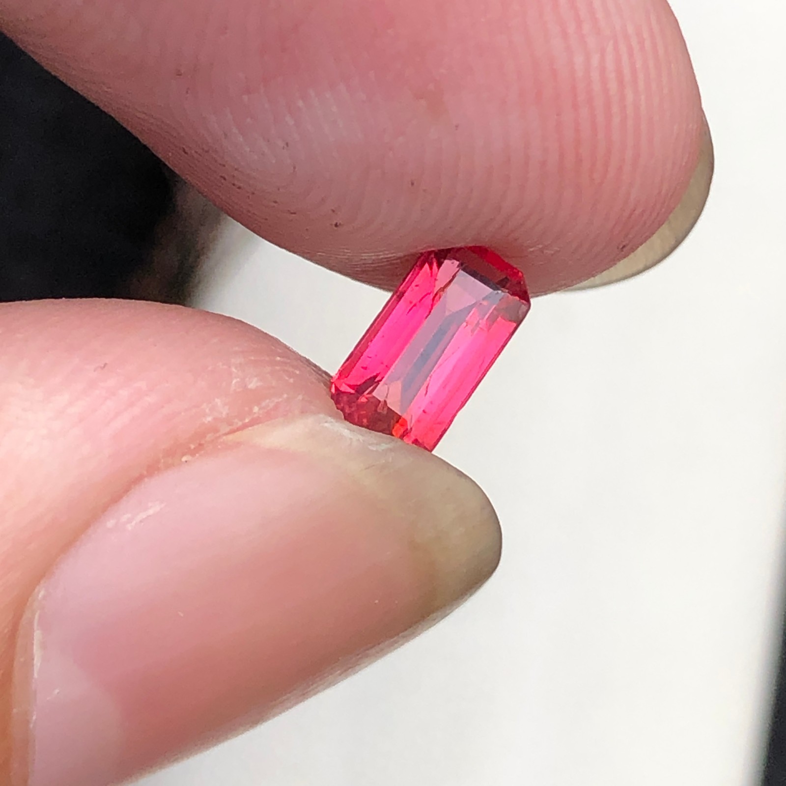 0.57 Carat Natural Emerald Cut Pinkish Red Spinel Loose Gemstone From Burma