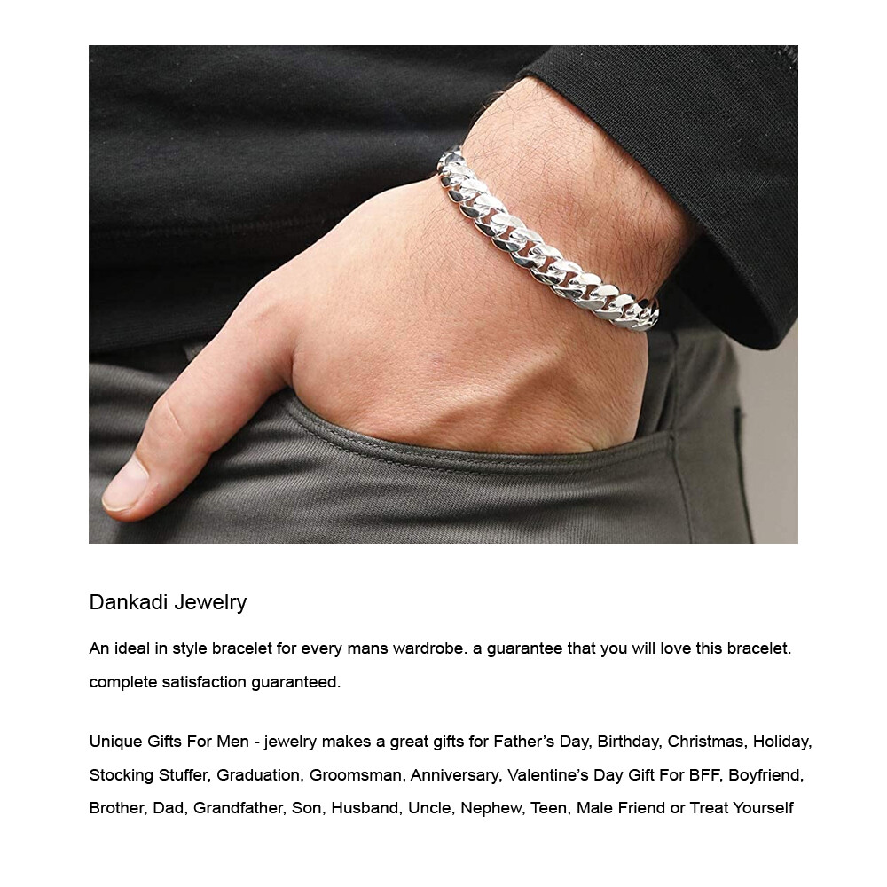 925 Solid Sterling Silver Men’s Miami Cuban Link Chain Bracelet 10mm ALL SIZE