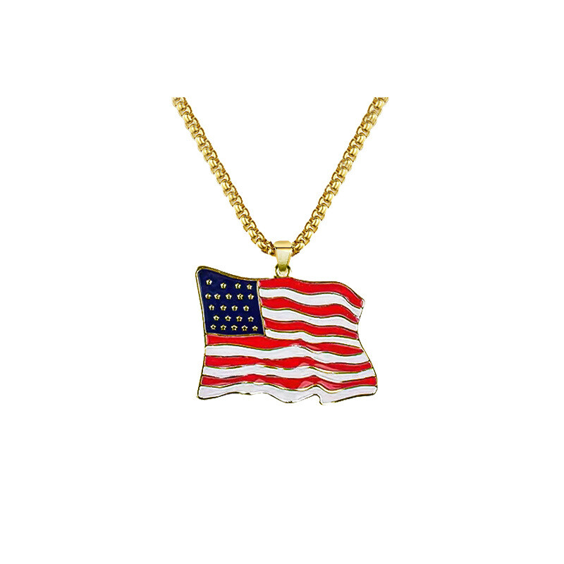 American Flag Earrings Independence Day Necklace July 4th Copper Jewelry Set