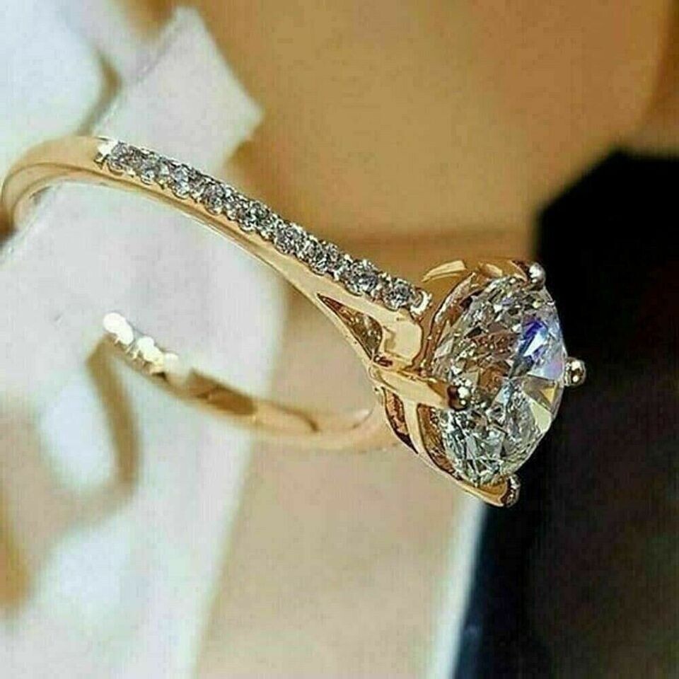 2.50Ct Round Cut Lab-Created Diamond Women’s Engagement Wedding 14K Gold FN Ring