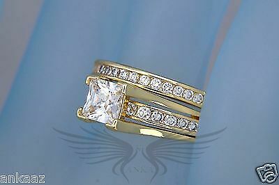 1.3Ct Princess Cut AAA Cubic Zircon CZ Gp Wedding Set 5 6 7 8 9 10 11 Tk0W384