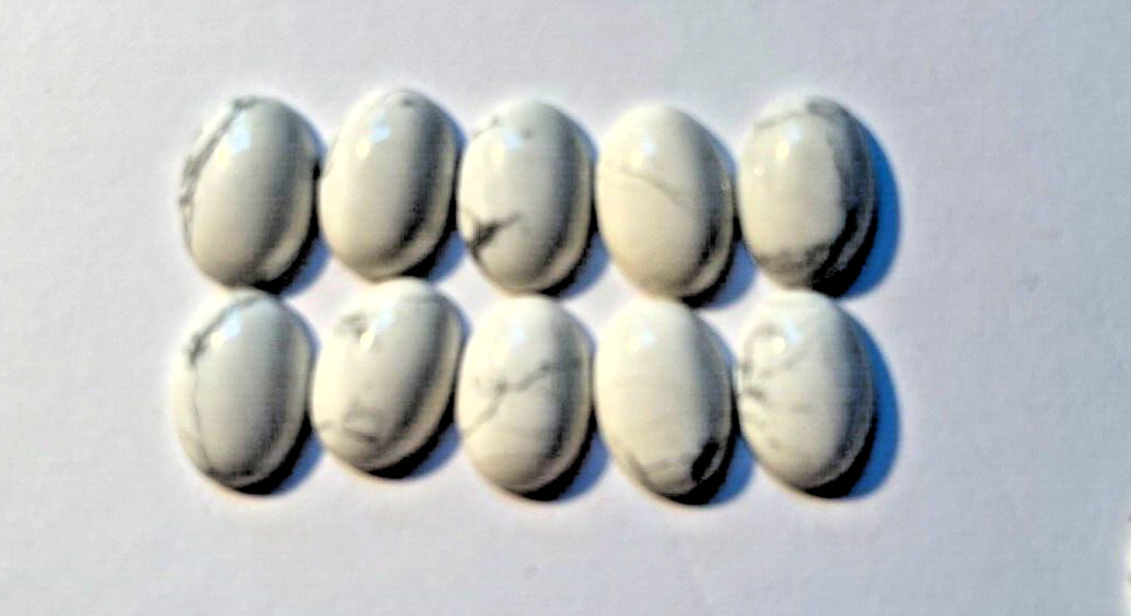 LOT OF 10 PIECES GENUINE NATURAL 14X10 MM OVAL CAB WHITE HOWLITE BELOW WHOLESALE