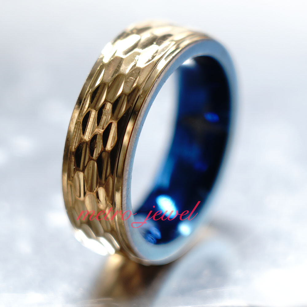 JXC Men’s Thick Tungsten Carbide Gold Plated Ring For Men Size 7 8 9 10 11 12-15
