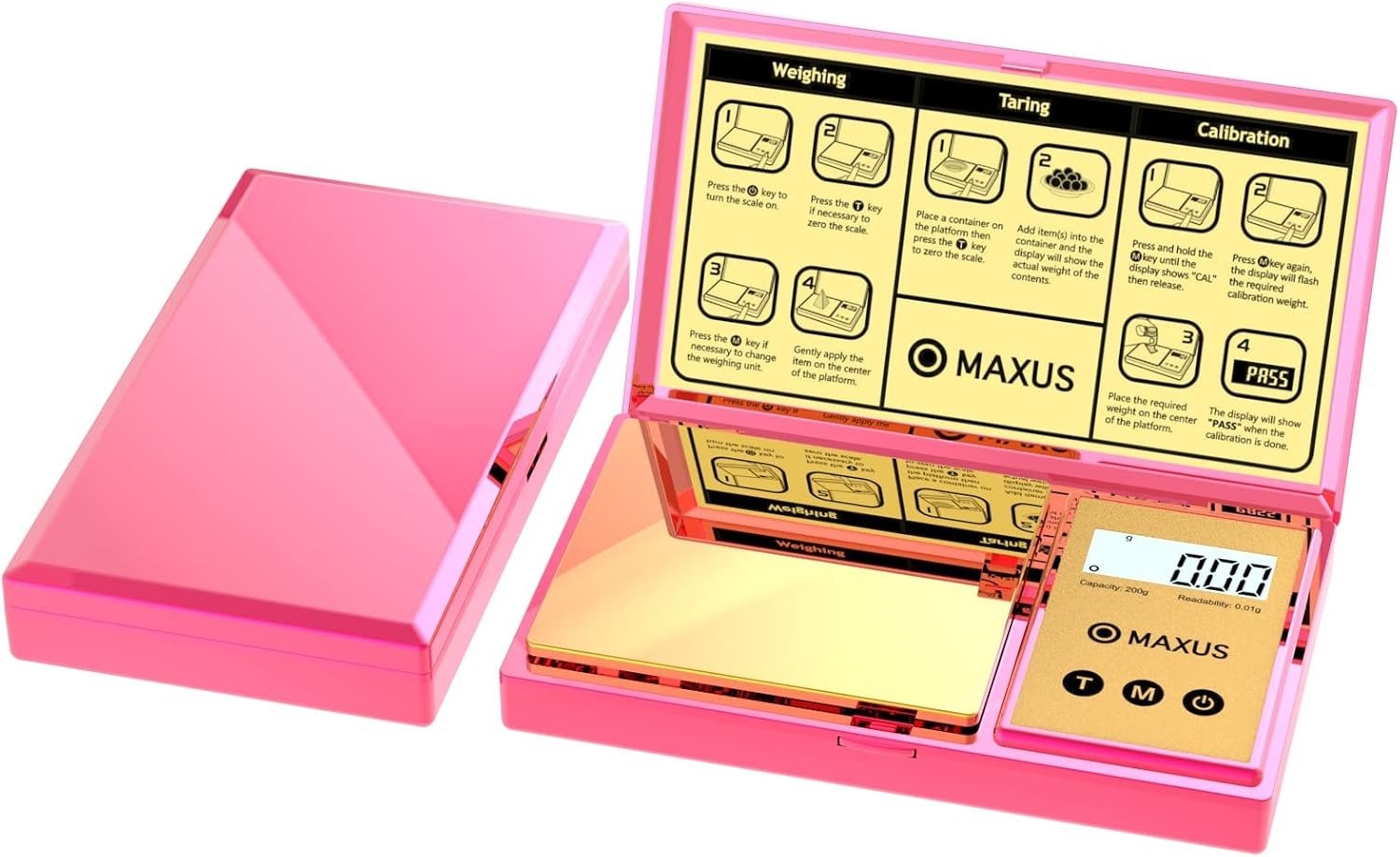 Luxury Pink Pocket Scale 200g x 0.01g – Backlit LCD & Tare Function for Easy Use