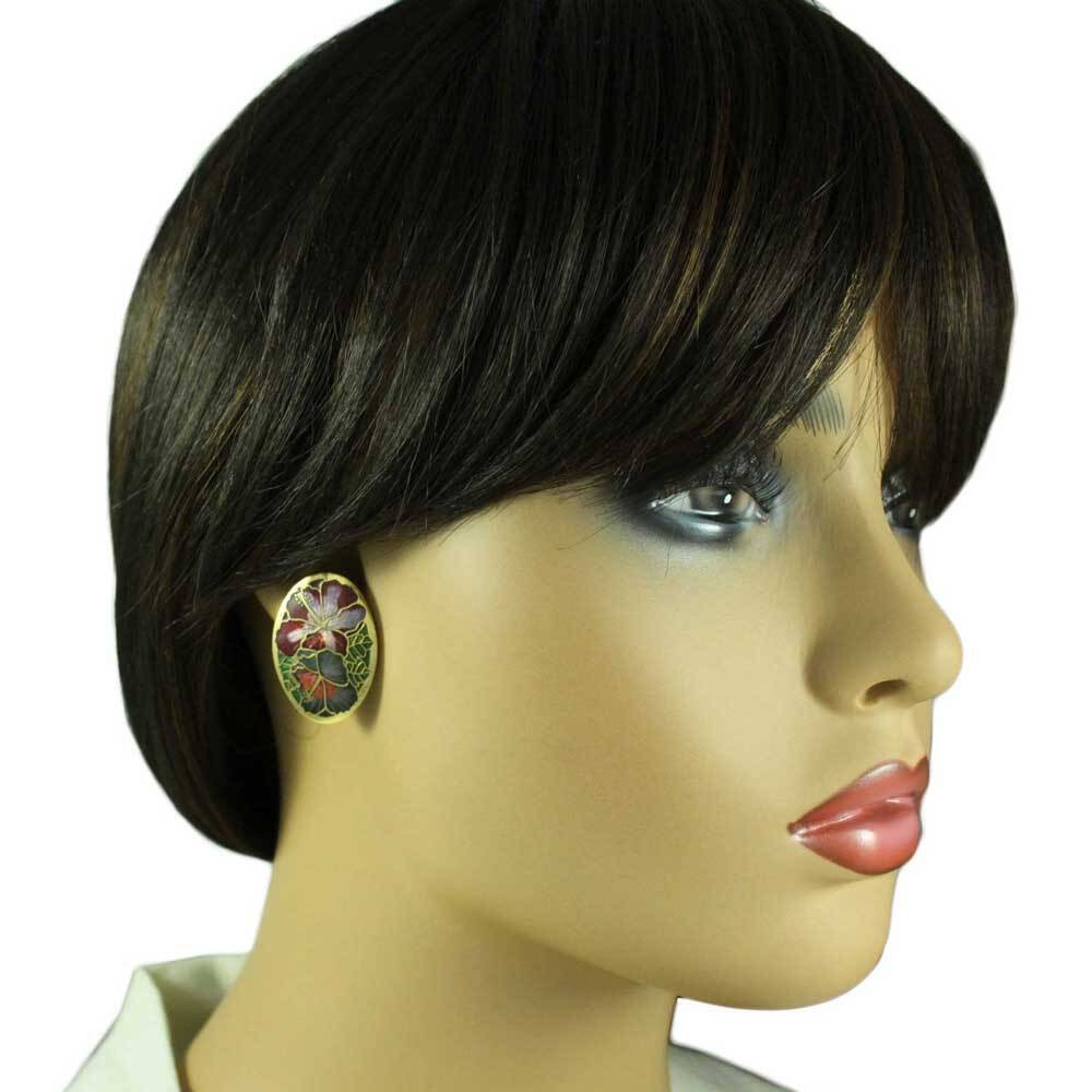 Red and Gray Hibiscus Cloisonne Necklace and Earring Set – CP90NBS
