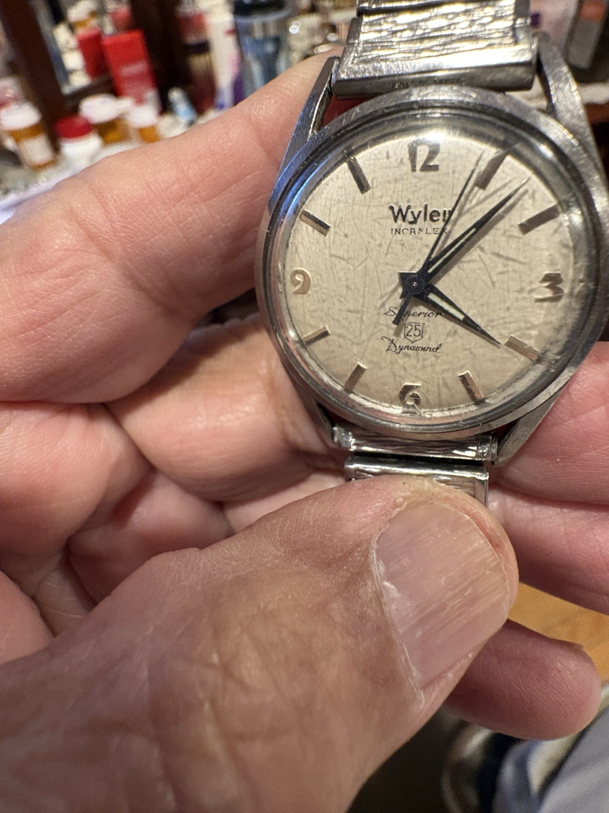 Wyler Men’s Incaplex Superior 25 Unwind Swiss 1162 8158 Automatic Vintage Watch