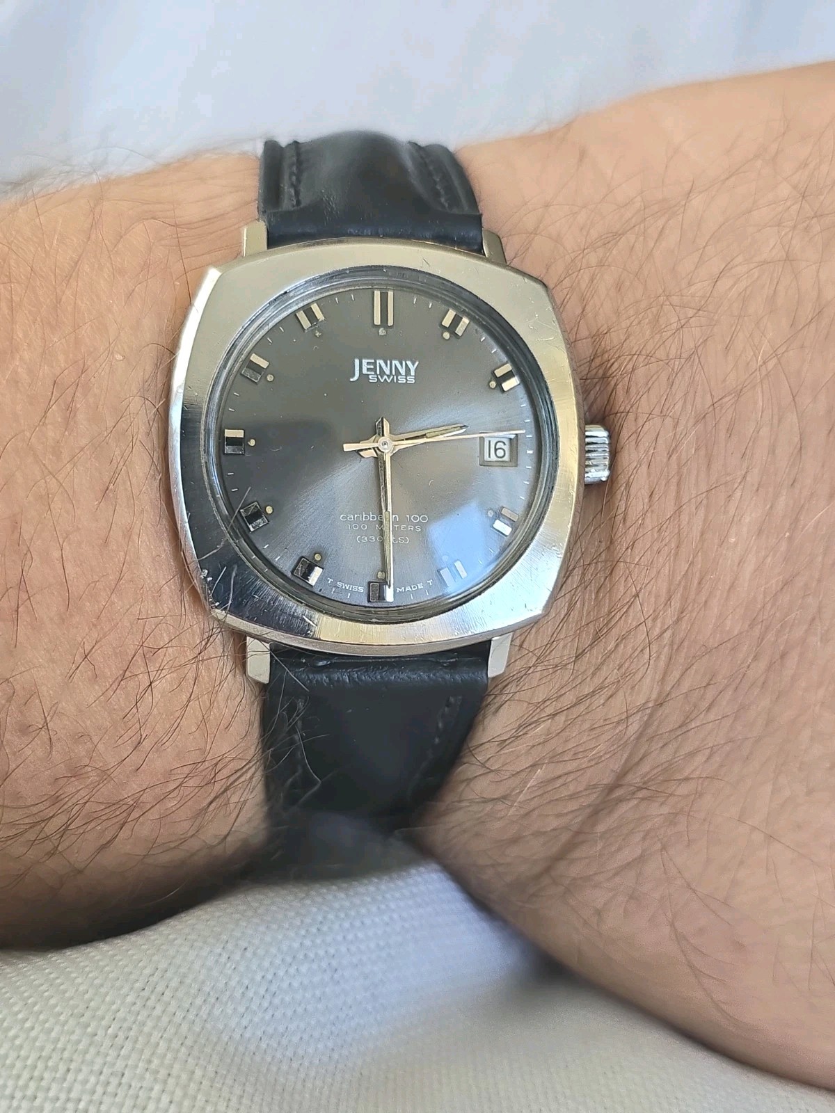 Rare Mens Vintage JENNY SWISS CARIBBEAN 100 ETA 2452 Automatic Wristwatch