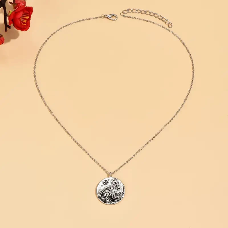 Elegant 925 Sterling Silver Charms Fashion Unique Flying Dragon Pendant Necklace