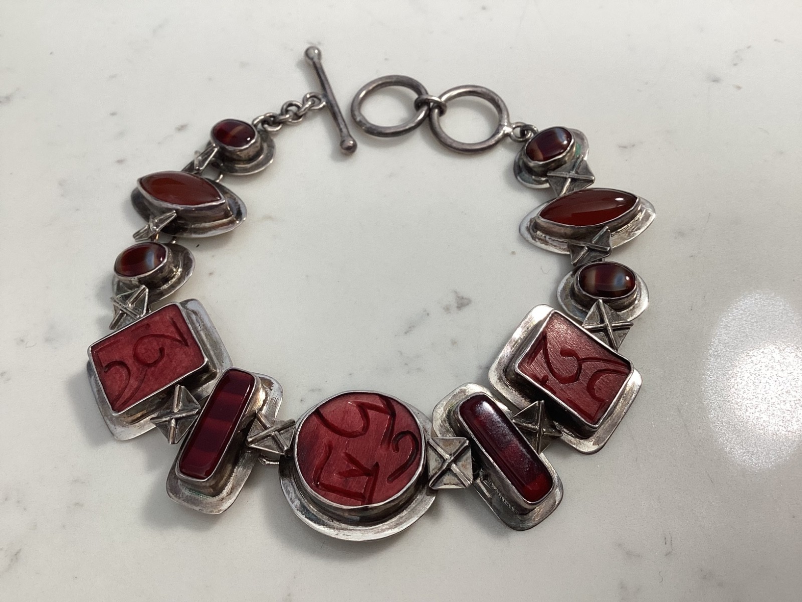 SIGNED JLR JANICE LEE RIPLEY NATIVE AMERICAN INDIAN STERLING SILVER &GENSTONE NR