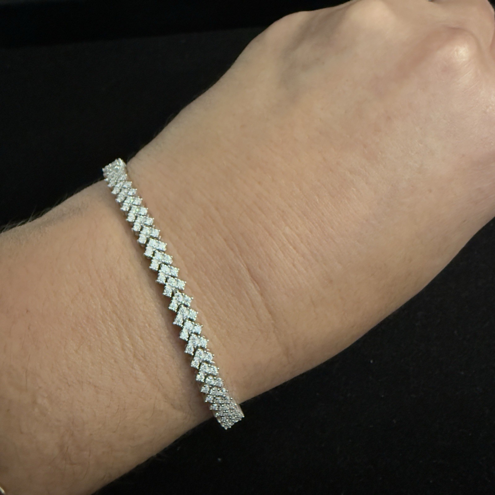 5mm 8in Genuine Moissanite Chevron Tennis Bracelet 2.9CTW~Retails$ 960.00