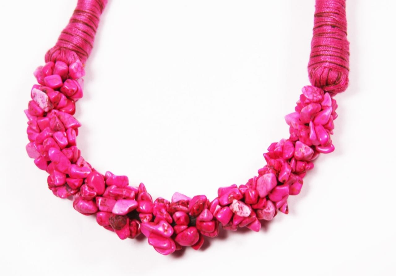 Fuchsia Purple Yellow Red or Black Nugget Necklace Fashion Costume Jewelry jxtm