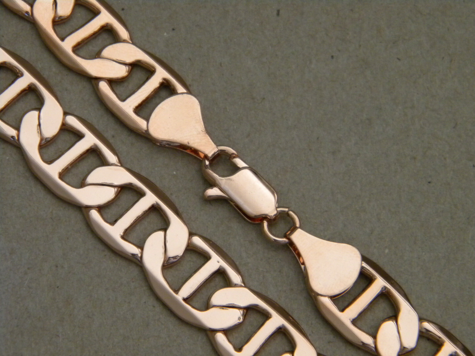 Mens 13mm Wide Jumbo Mariner Link Chain Necklace Rose Pink Gold Plated 30in Long