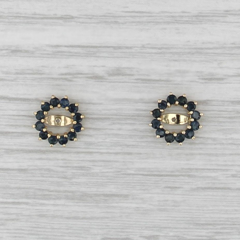 1.20ctw Blue Sapphire Earring Jackets Enhancers 14k Gold for Stud Earrings