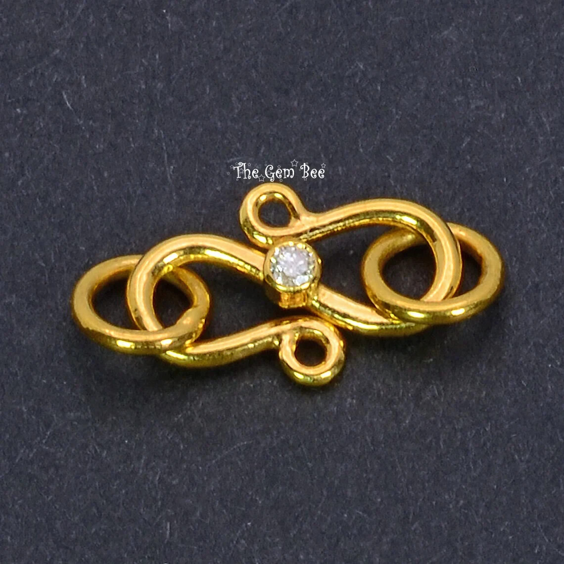 8.5mmx12mm 18k Solid Gold Classic S Hook Clasp Finding Brilliant Diamond Accent