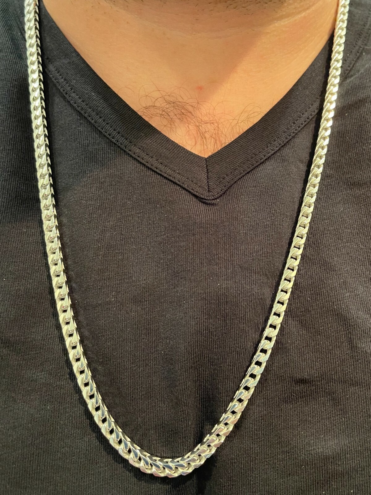 Solid 925 Sterling Silver Franco Chain 5mm Thick Hip Hop Mens Necklace 18-30″