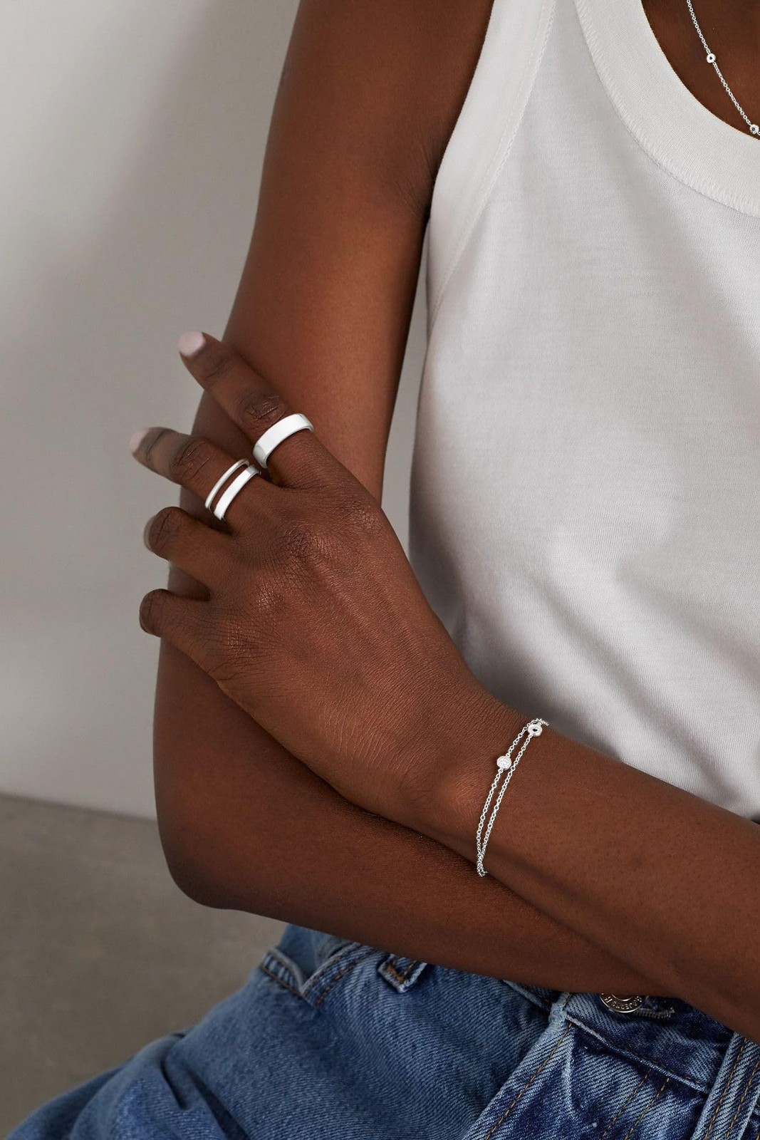 Stackable Silver Gold Rings for Women Non Tarnish 14K Gold Plated Cigar Plain…